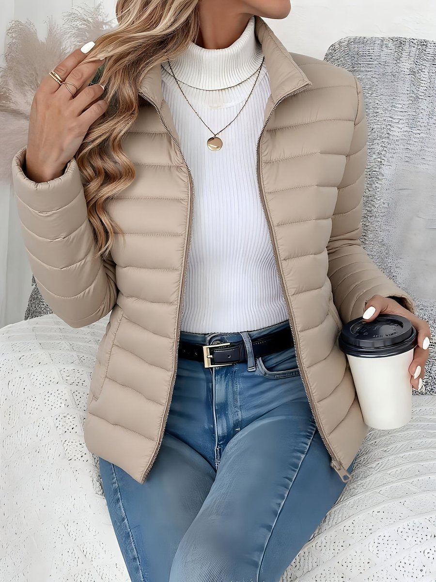 Eleanor - Women's Lightweight Quilted Puffer Coat Stand Collar Zip-Up Jacket