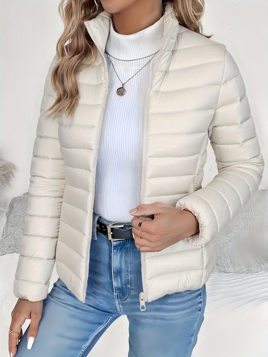 Eleanor - Women's Lightweight Quilted Puffer Coat Stand Collar Zip-Up Jacket