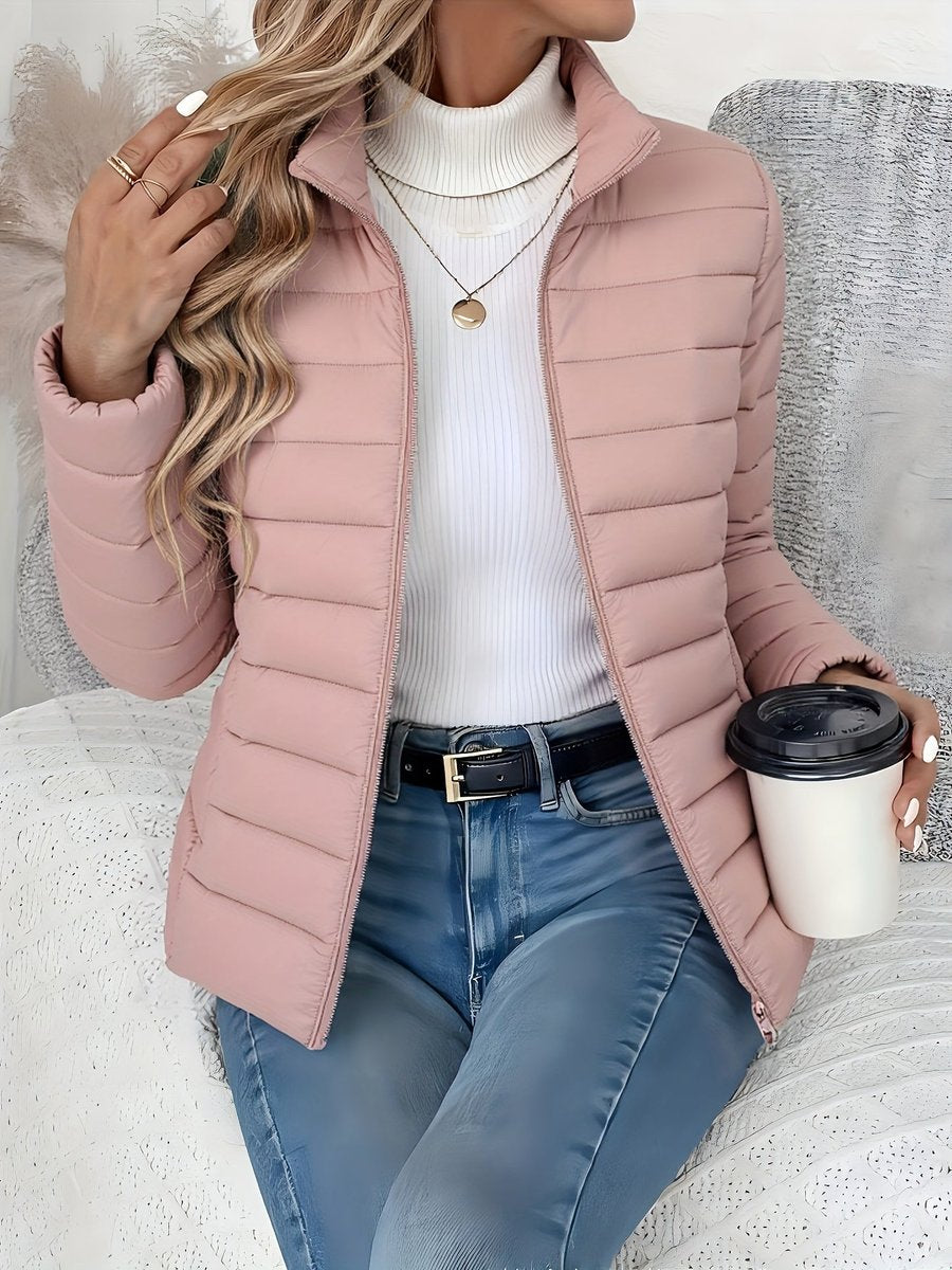 Eleanor - Women's Lightweight Quilted Puffer Coat Stand Collar Zip-Up Jacket