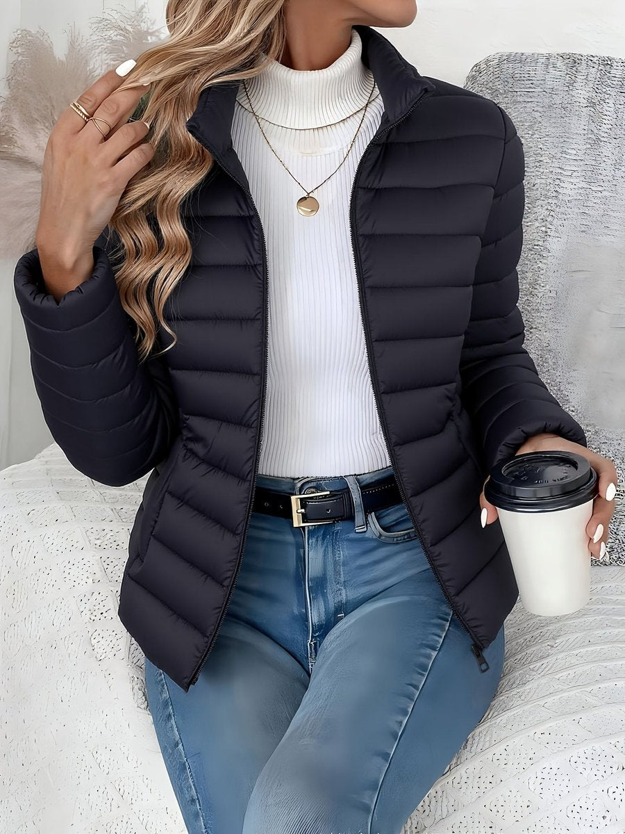Eleanor - Women's Lightweight Quilted Puffer Coat Stand Collar Zip-Up Jacket