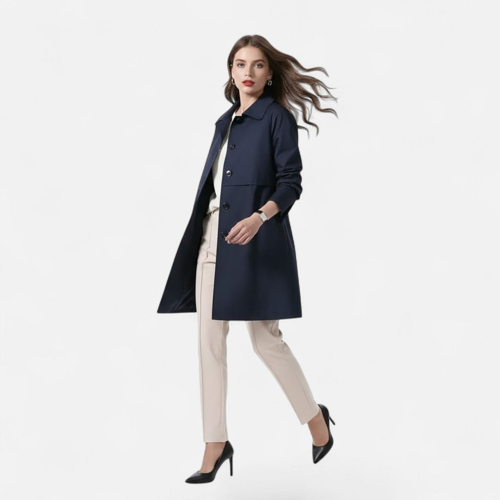 Mia - Women's Mid-Length Wool-Blend Double-Breasted Trench Coat