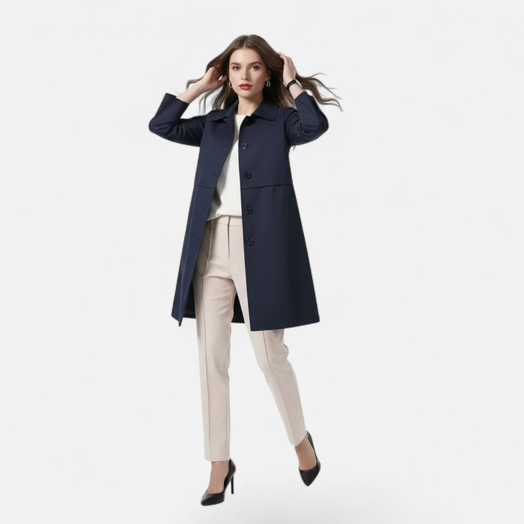 Mia - Women's Mid-Length Wool-Blend Double-Breasted Trench Coat