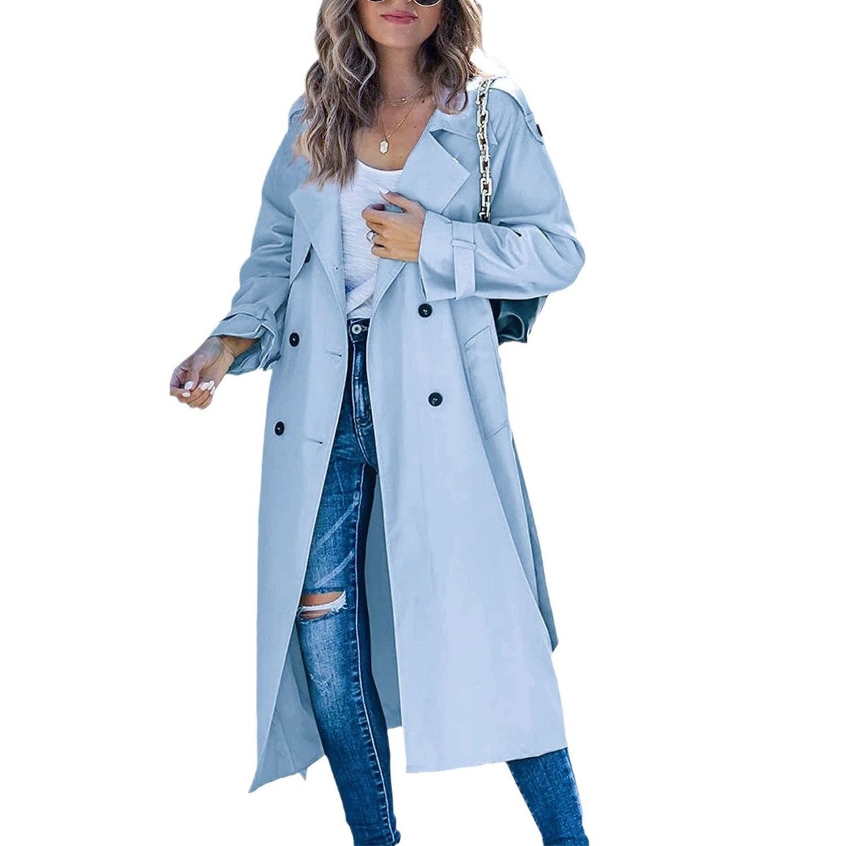 Layla - Women's Oversized Double-Breasted Belted Longline Trench Coat