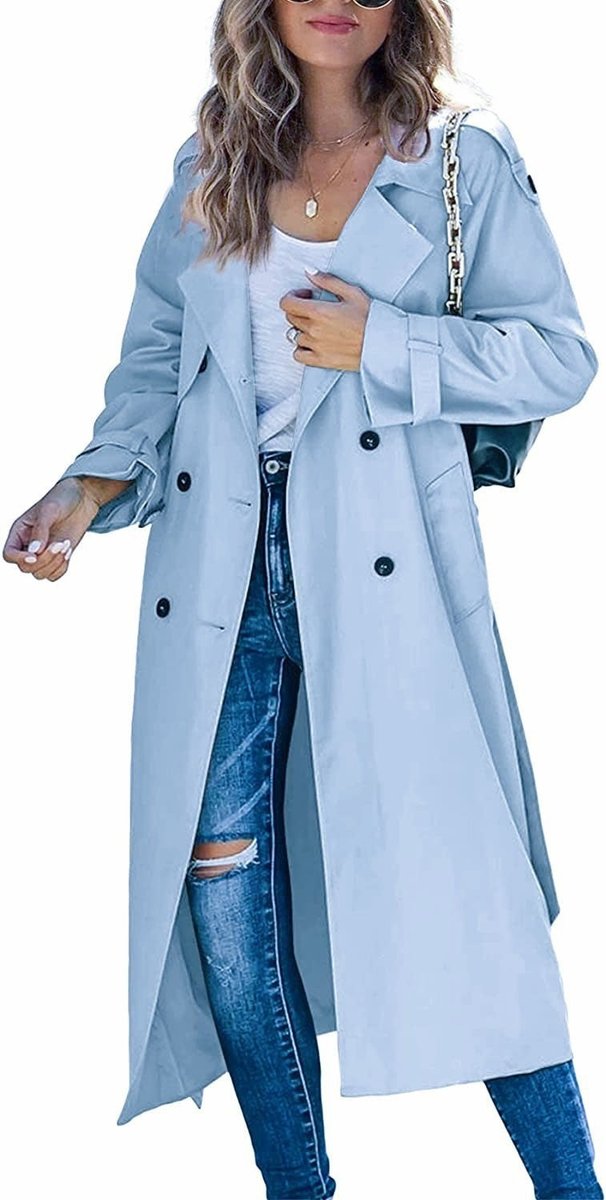 Layla - Women's Oversized Double-Breasted Belted Longline Trench Coat
