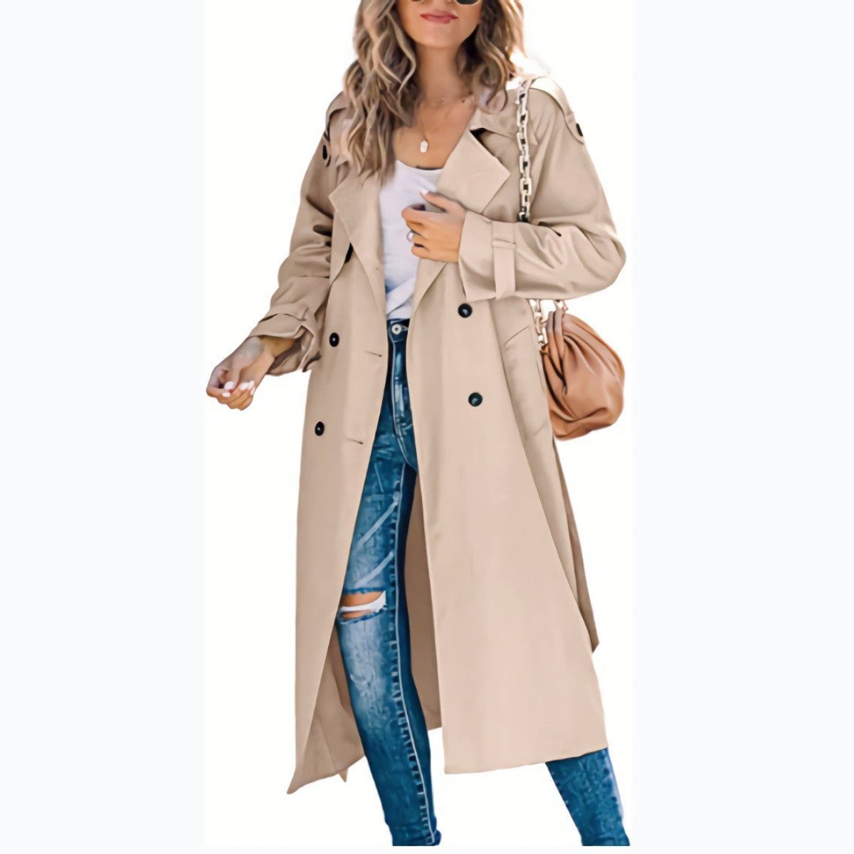 Layla - Women's Oversized Double-Breasted Belted Longline Trench Coat