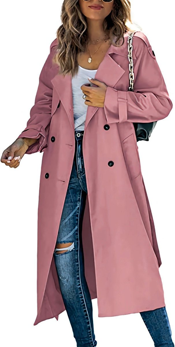 Layla - Women's Oversized Double-Breasted Belted Longline Trench Coat