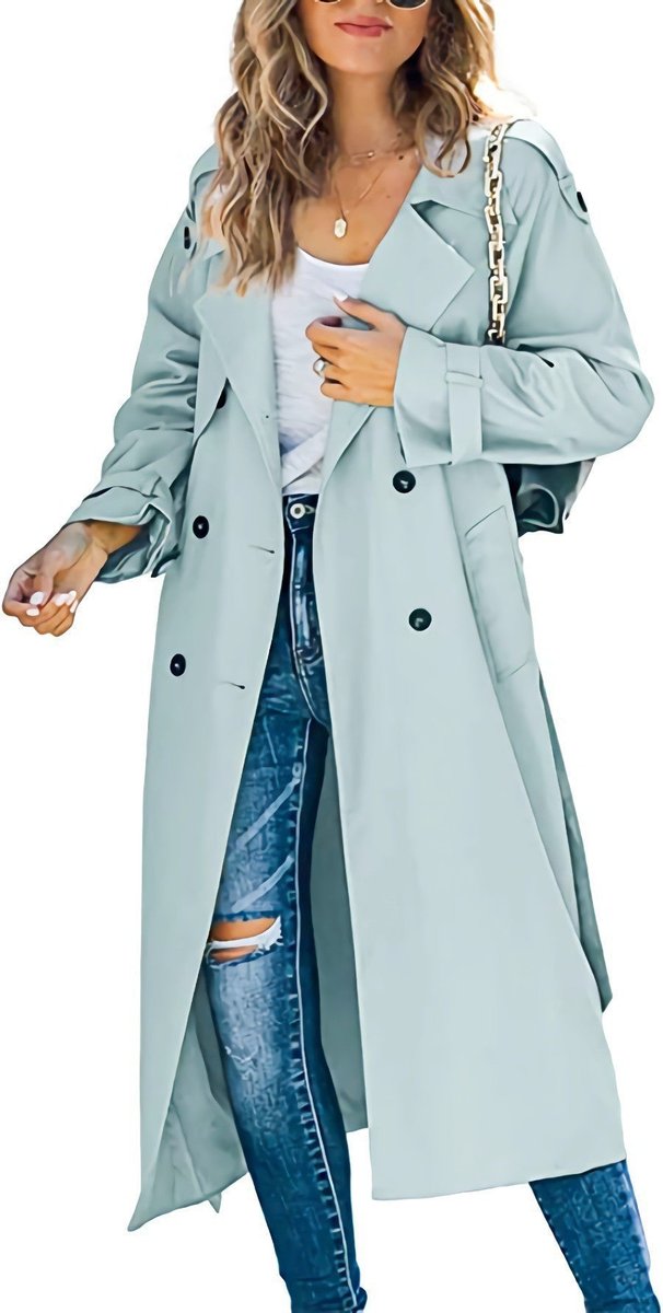 Layla - Women's Oversized Double-Breasted Belted Longline Trench Coat