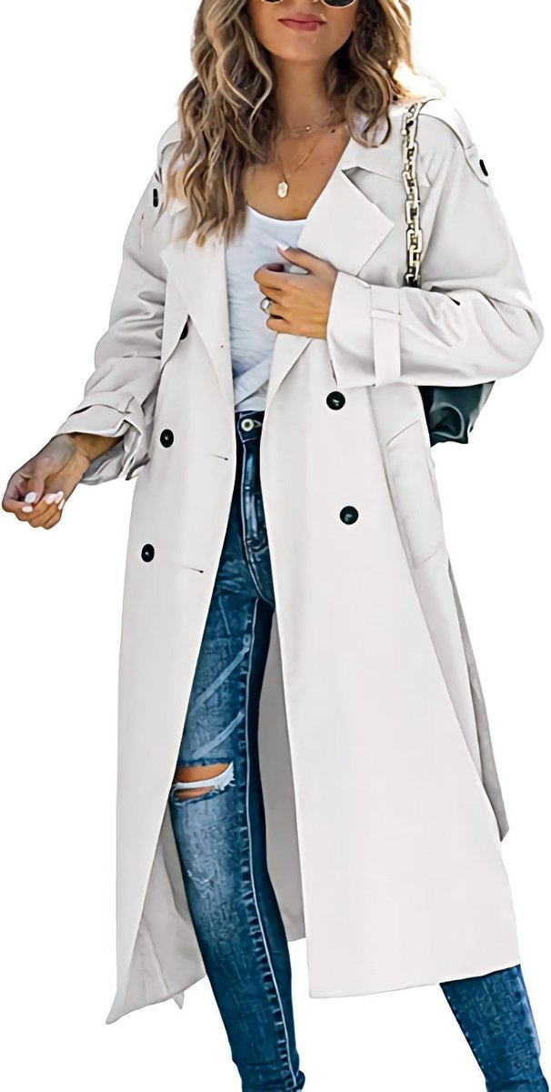 Layla - Women's Oversized Double-Breasted Belted Longline Trench Coat