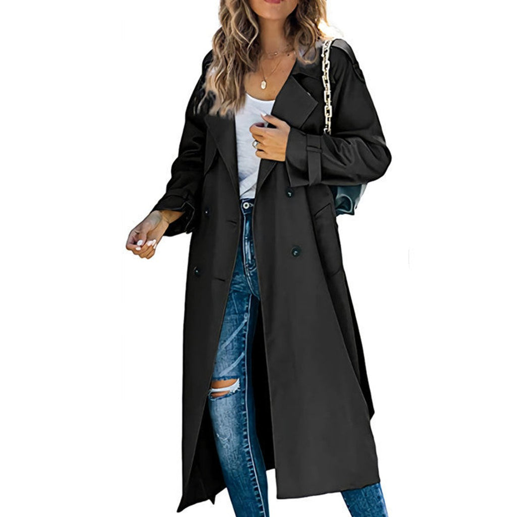 Layla - Women's Oversized Double-Breasted Belted Longline Trench Coat