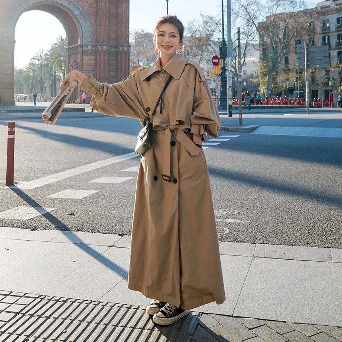 Evelyn - Women's Oversized Double-Breasted Long Trench Coat