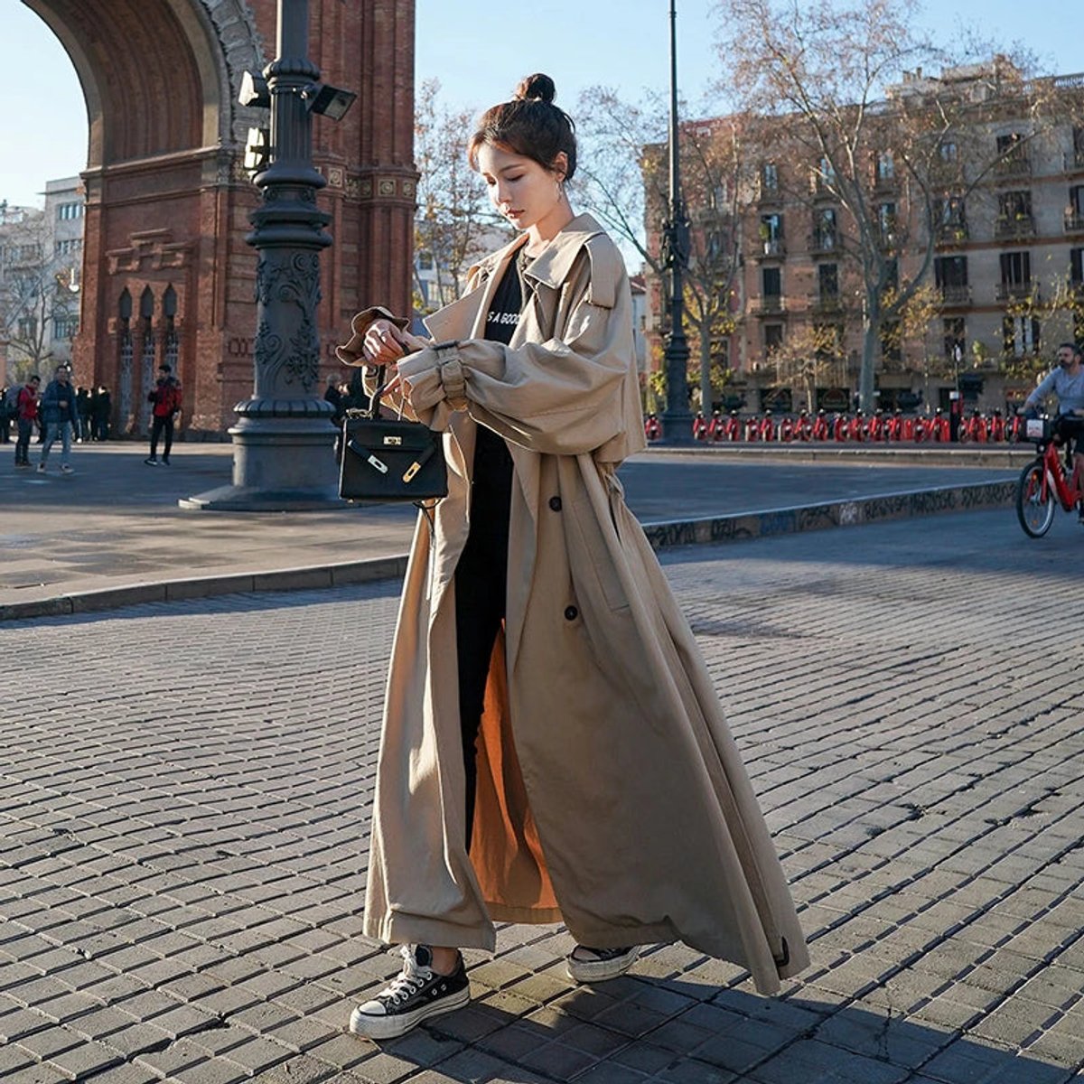 Evelyn - Women's Oversized Double-Breasted Long Trench Coat