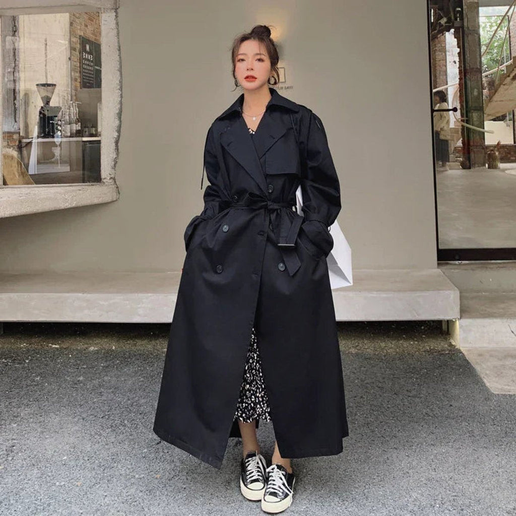 Evelyn - Women's Oversized Double-Breasted Long Trench Coat