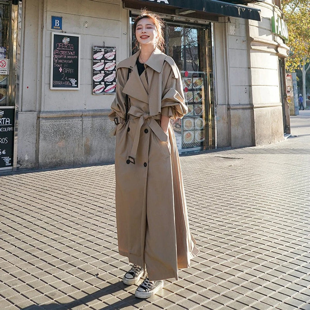 Evelyn - Women's Oversized Double-Breasted Long Trench Coat