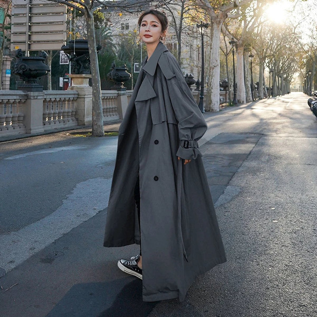 Evelyn - Women's Oversized Double-Breasted Long Trench Coat