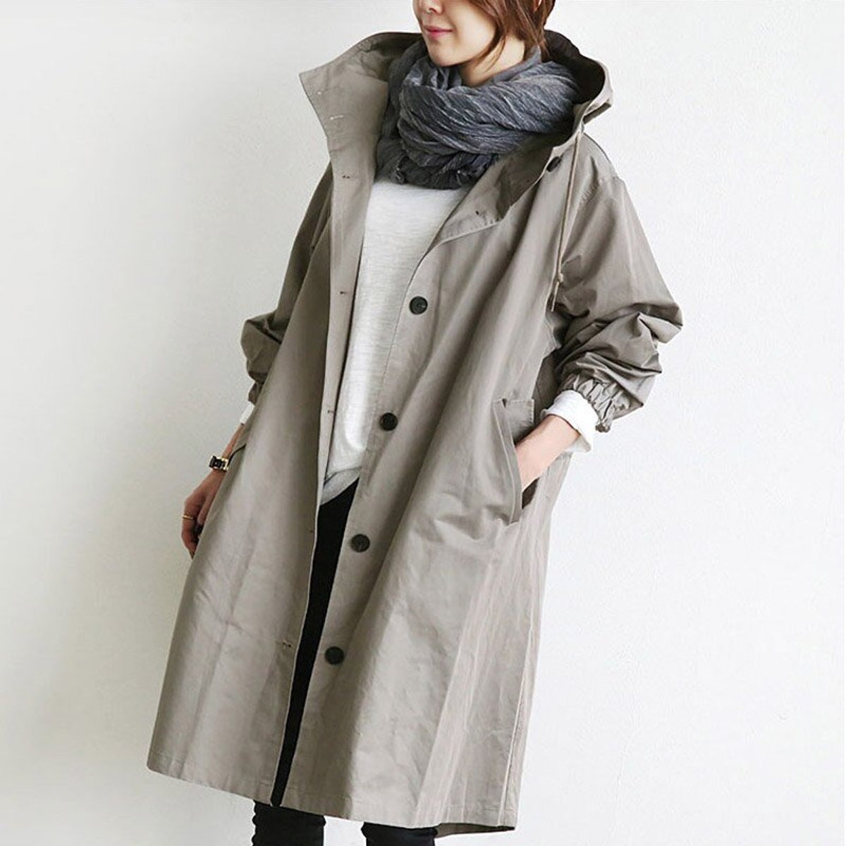Amelia - Women's Oversized Water-Resistant Button-Front Trench Coat