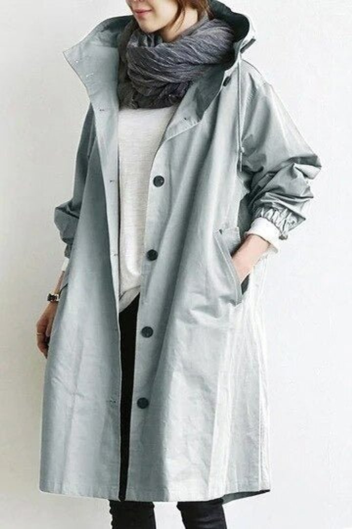 Amelia - Women's Oversized Water-Resistant Button-Front Trench Coat