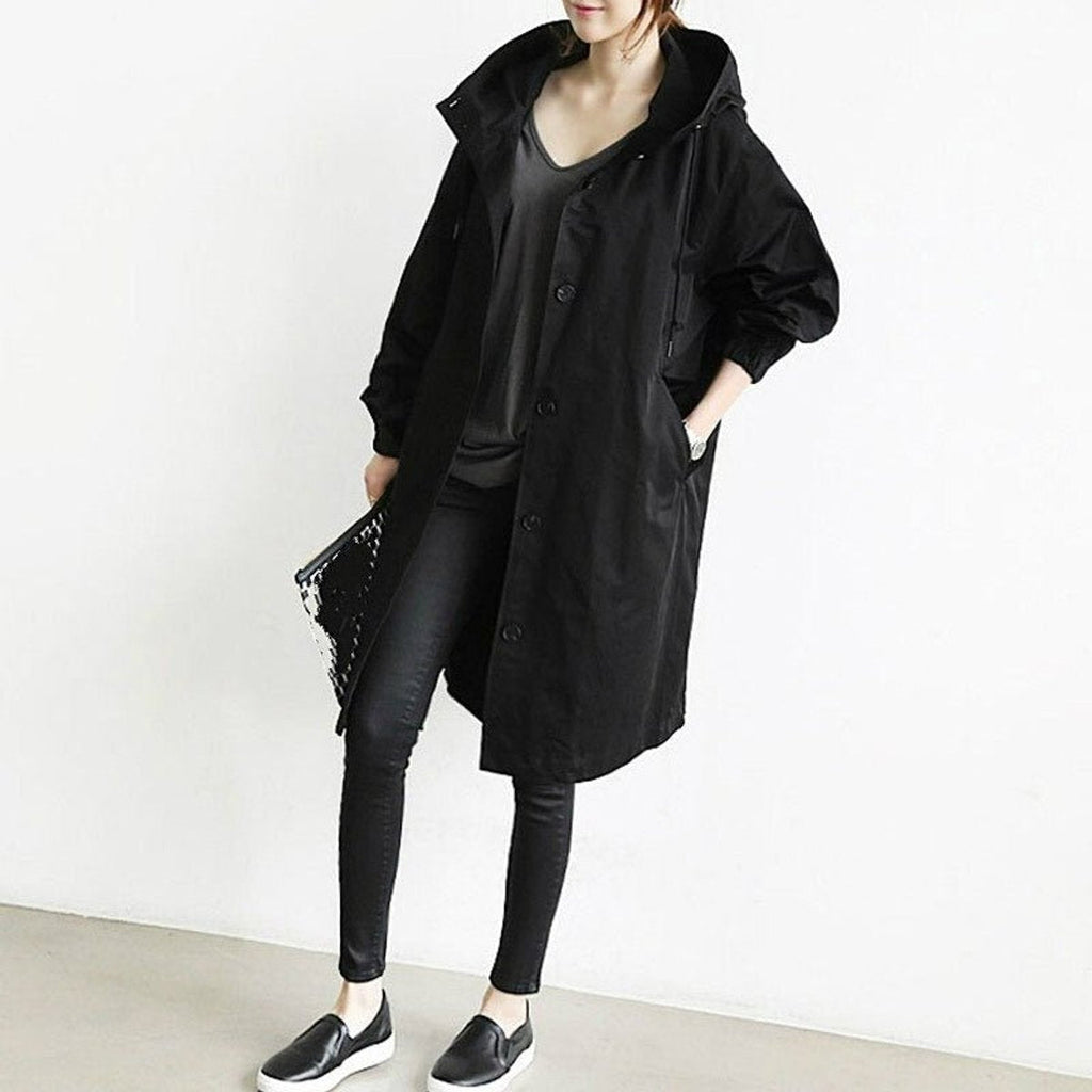 Amelia - Women's Oversized Water-Resistant Button-Front Trench Coat
