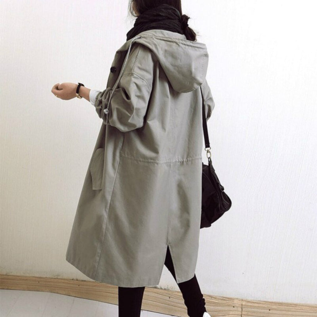 Amelia - Women's Oversized Water-Resistant Button-Front Trench Coat