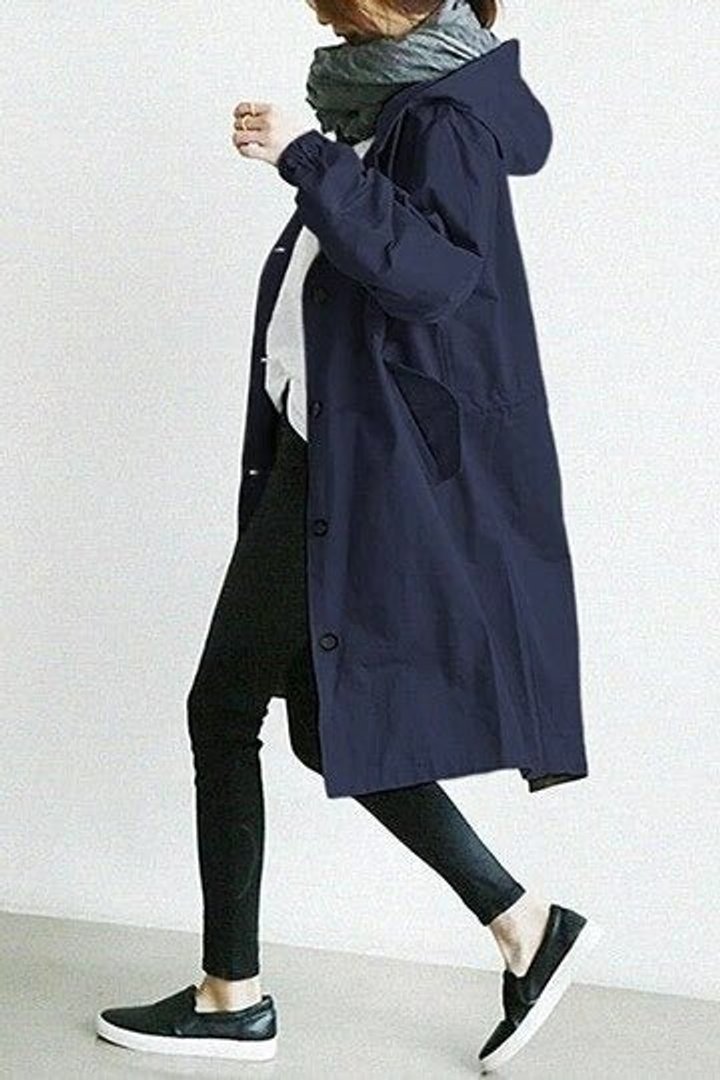 Amelia - Women's Oversized Water-Resistant Button-Front Trench Coat