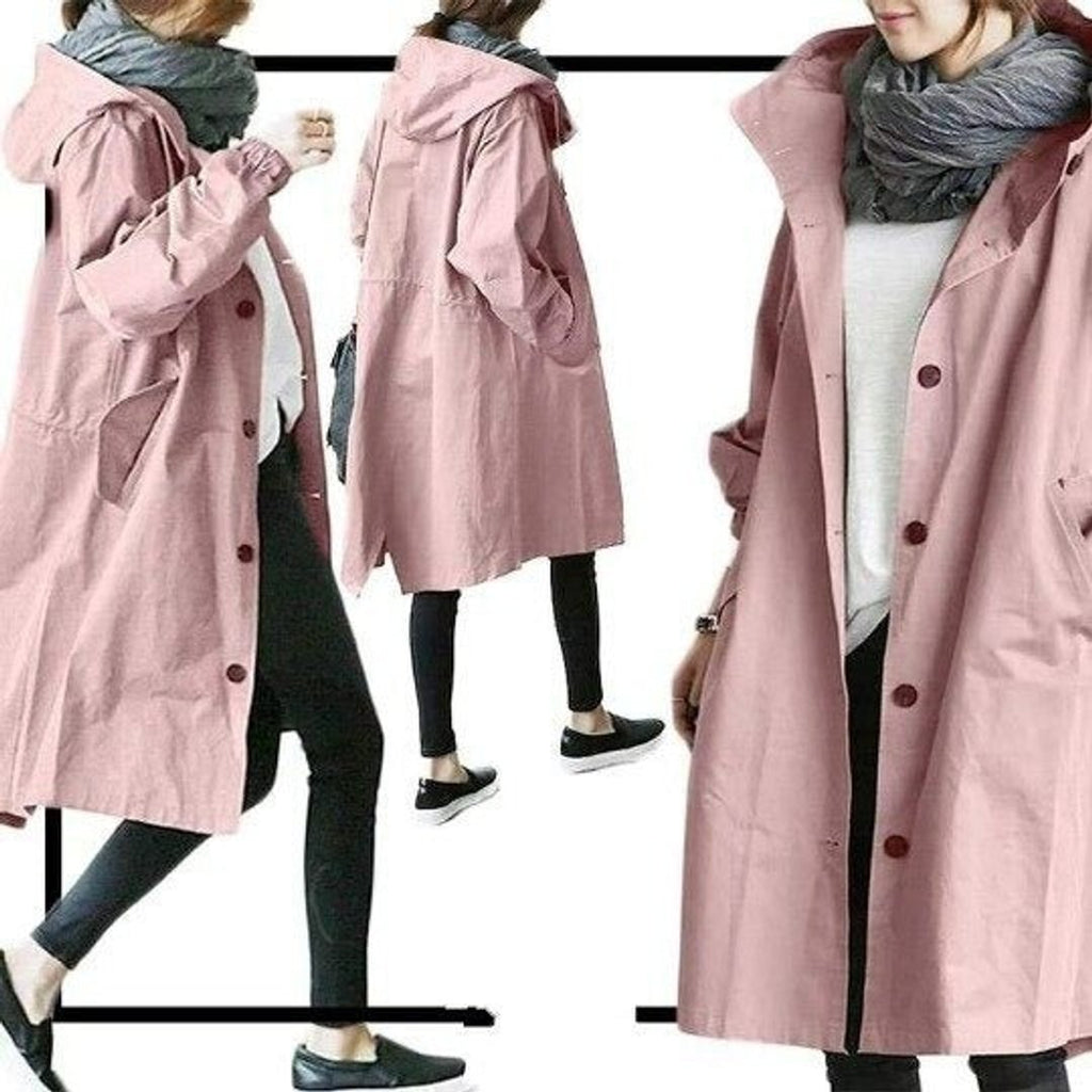 Amelia - Women's Oversized Water-Resistant Button-Front Trench Coat