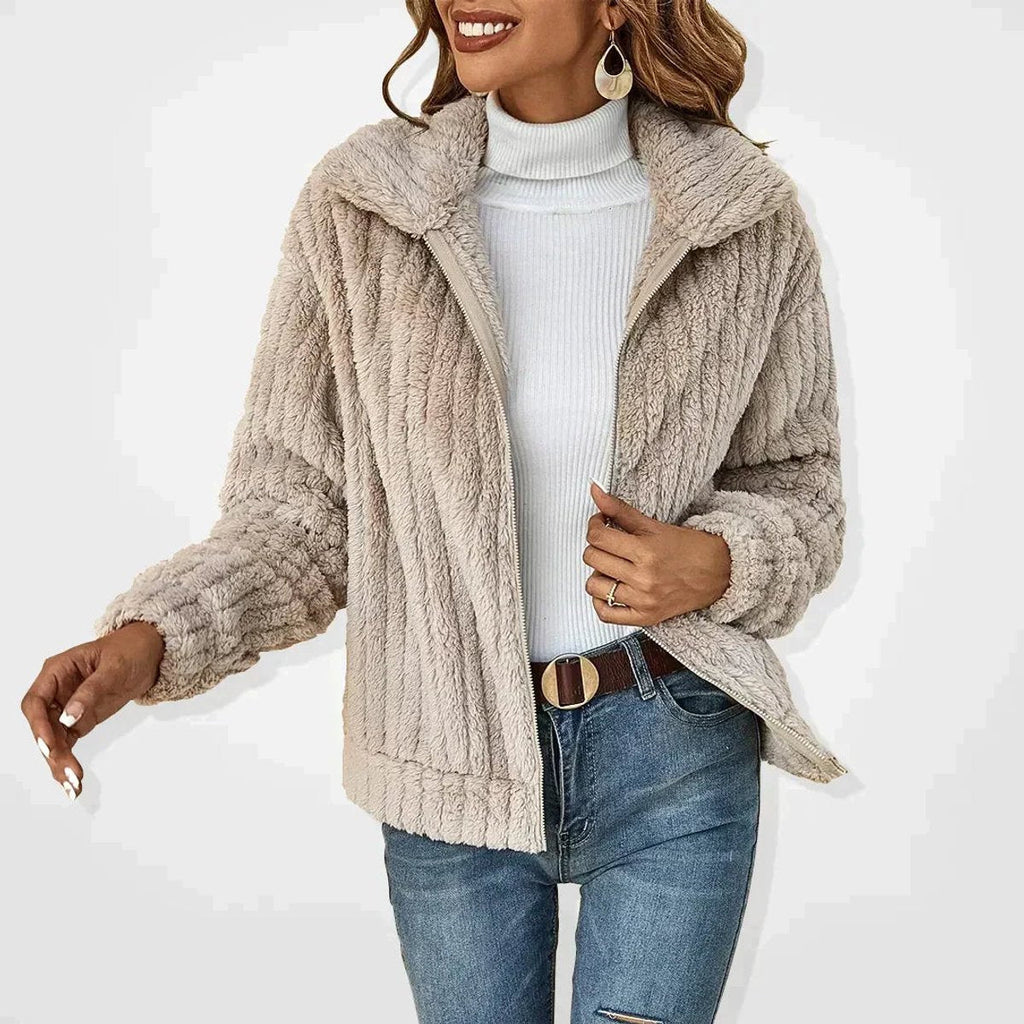Isabella - Women's Quilted Jacket Fluffy Zip-Up Plush Fleece Coat