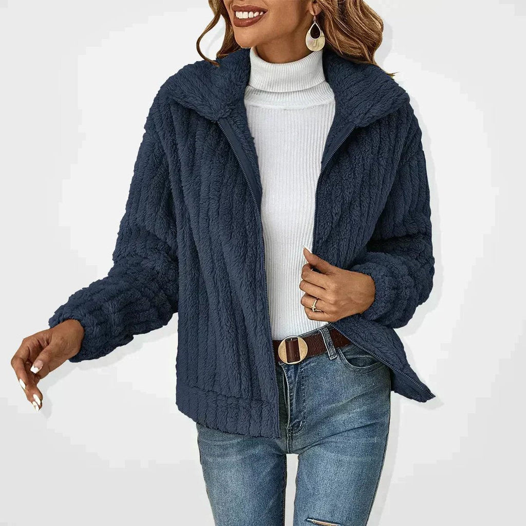Isabella - Women's Quilted Jacket Fluffy Zip-Up Plush Fleece Coat