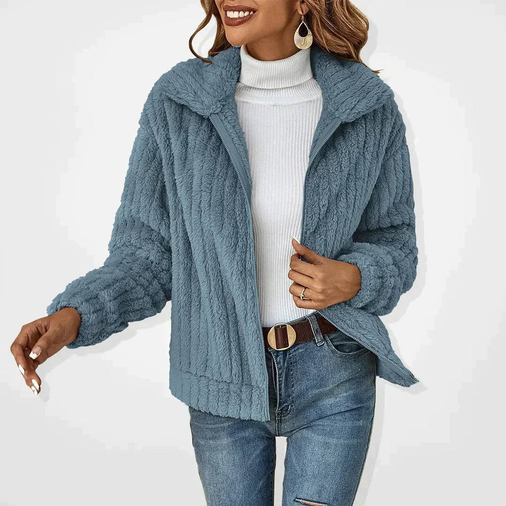 Isabella - Women's Quilted Jacket Fluffy Zip-Up Plush Fleece Coat