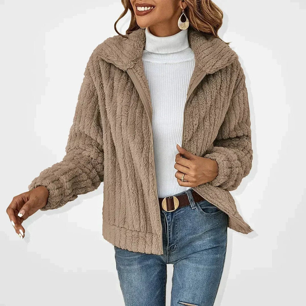 Isabella - Women's Quilted Jacket Fluffy Zip-Up Plush Fleece Coat