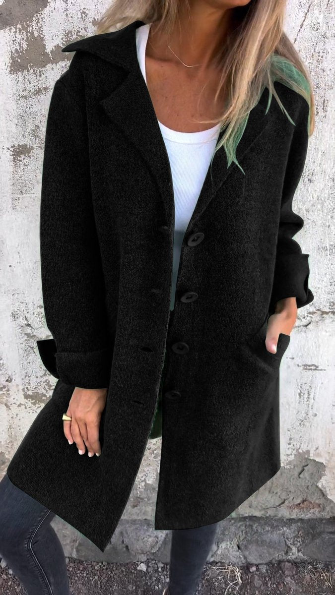 Harper - Women's Relaxed-Fit Long Button-Front Lapel Coat