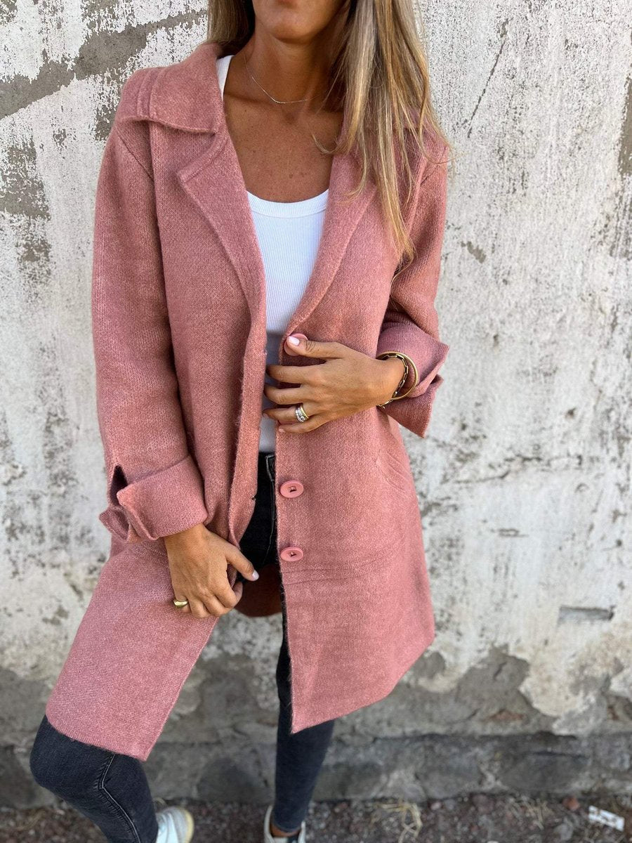 Harper - Women's Relaxed-Fit Long Button-Front Lapel Coat