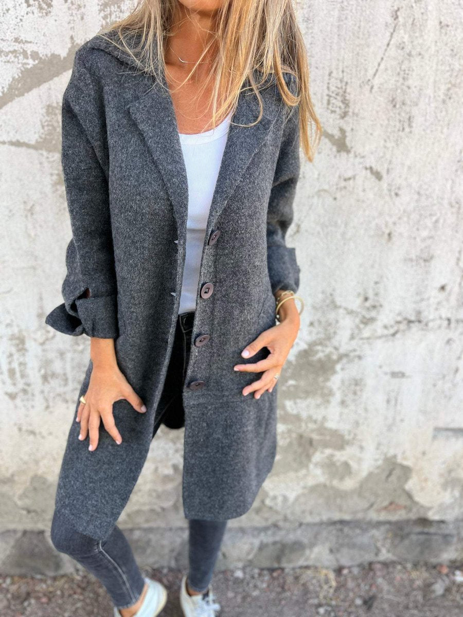 Harper - Women's Relaxed-Fit Long Button-Front Lapel Coat