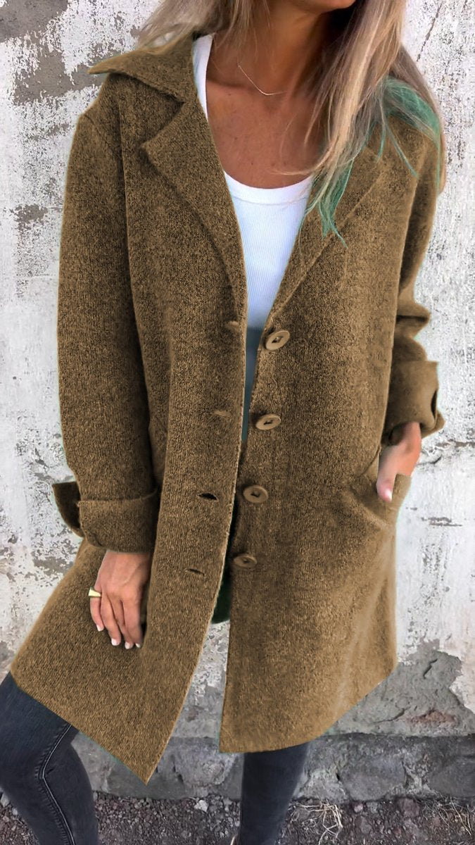 Harper - Women's Relaxed-Fit Long Button-Front Lapel Coat