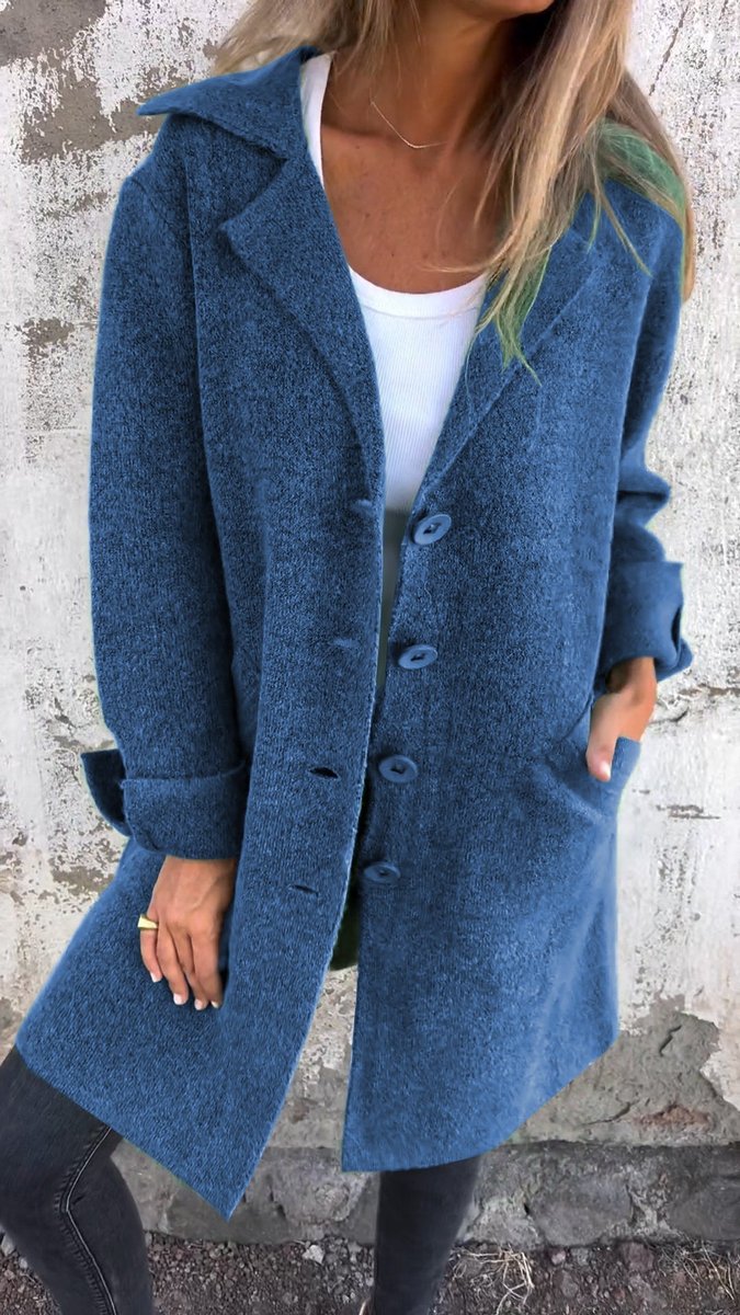 Harper - Women's Relaxed-Fit Long Button-Front Lapel Coat