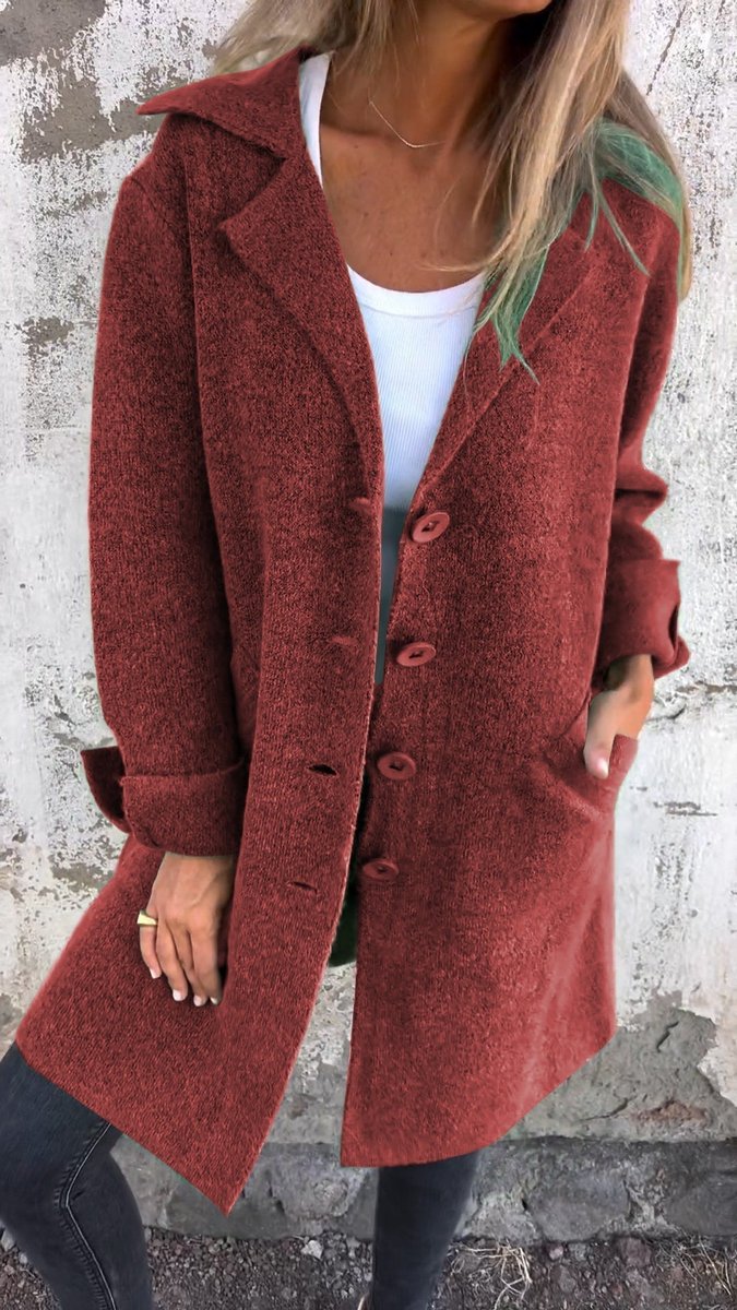 Harper - Women's Relaxed-Fit Long Button-Front Lapel Coat