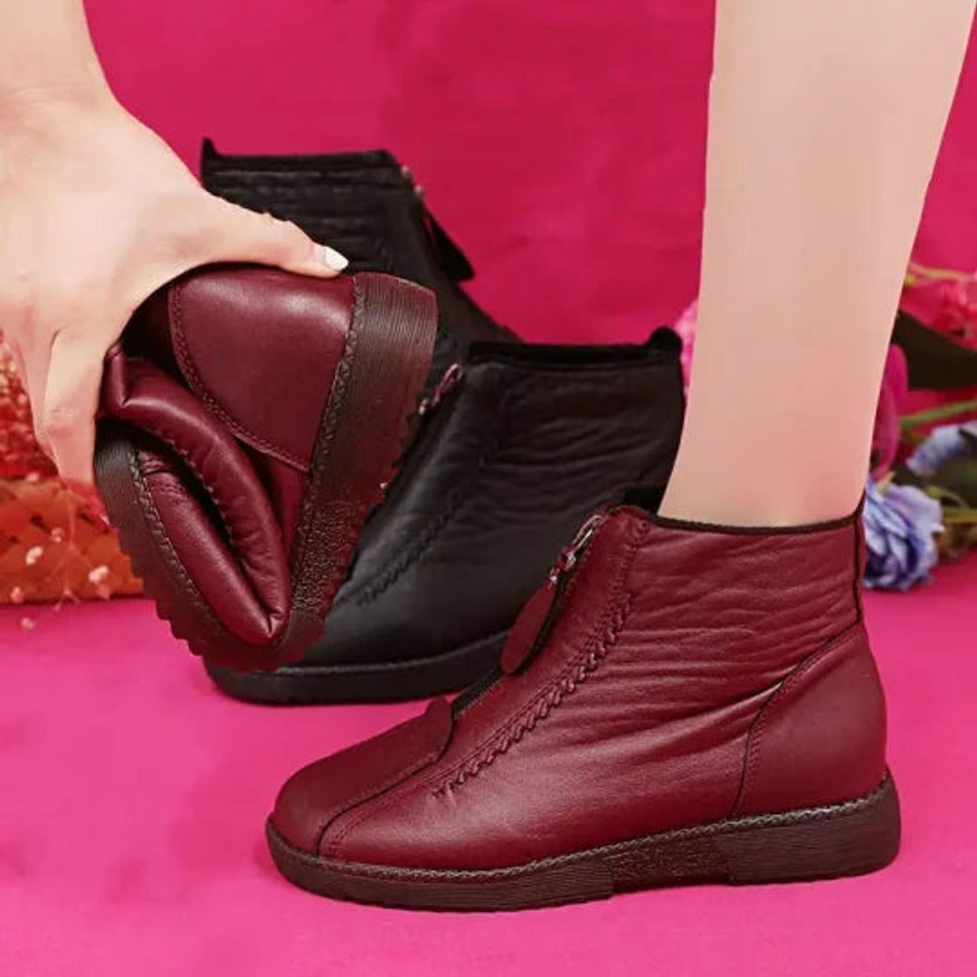 Scarlett - Women's Slip-Resistant Fleece-Lined Leather Ankle Boots