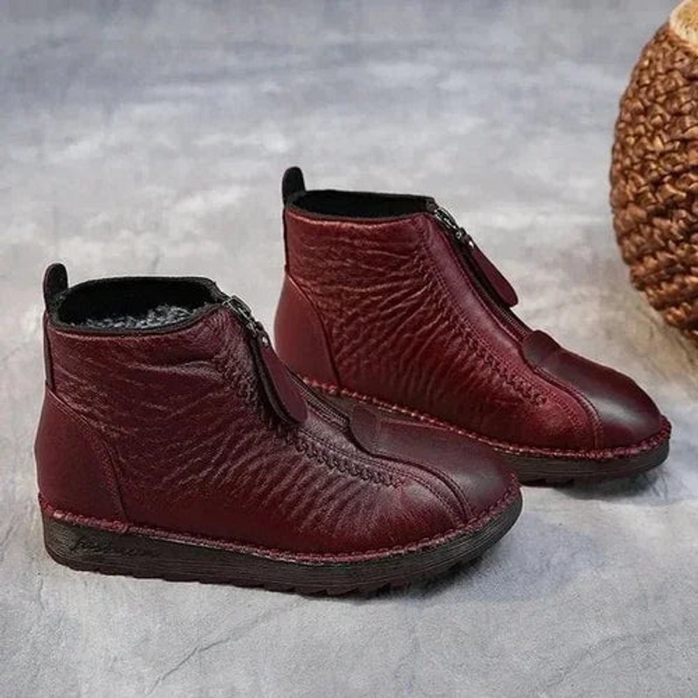 Scarlett - Women's Slip-Resistant Fleece-Lined Leather Ankle Boots