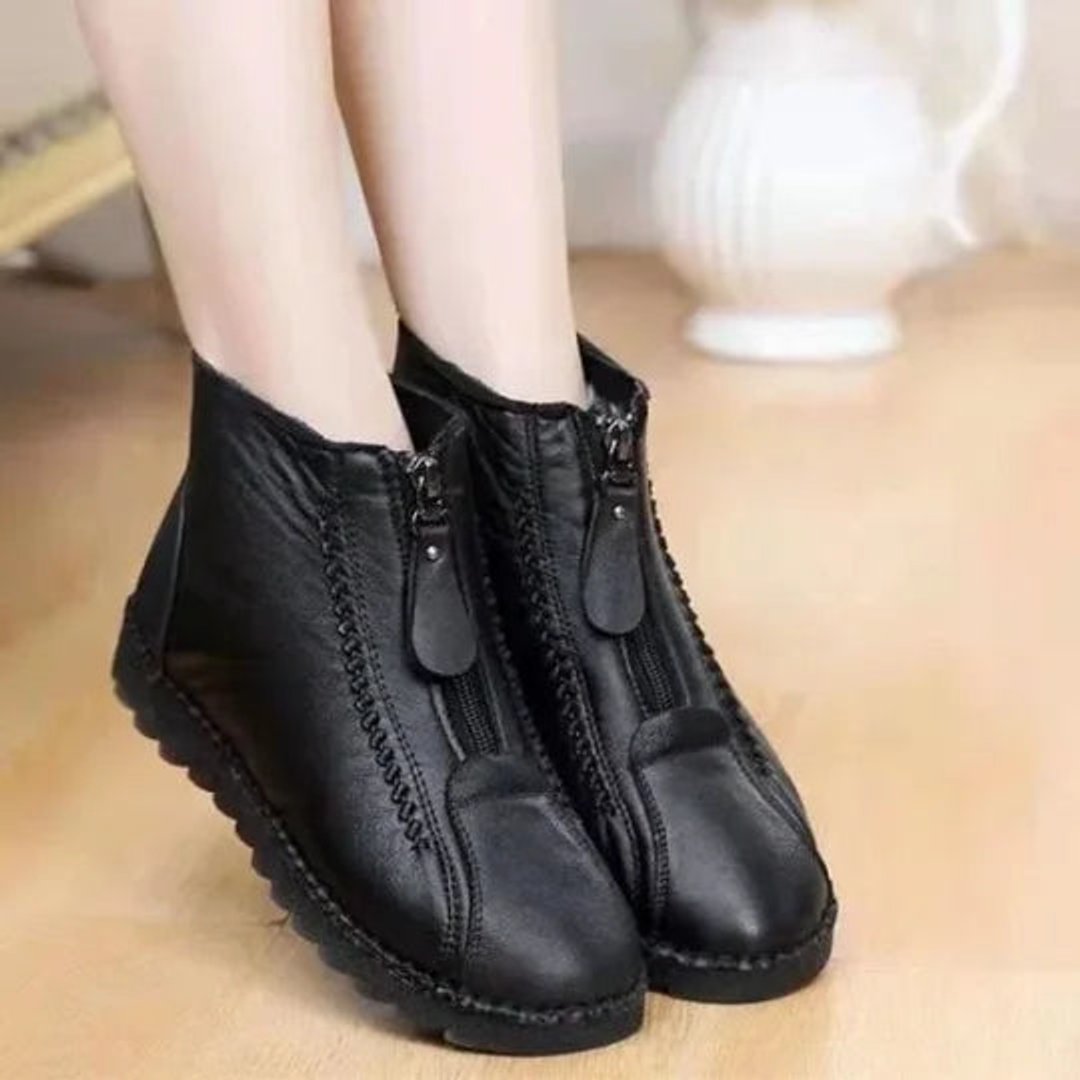 Scarlett - Women's Slip-Resistant Fleece-Lined Leather Ankle Boots