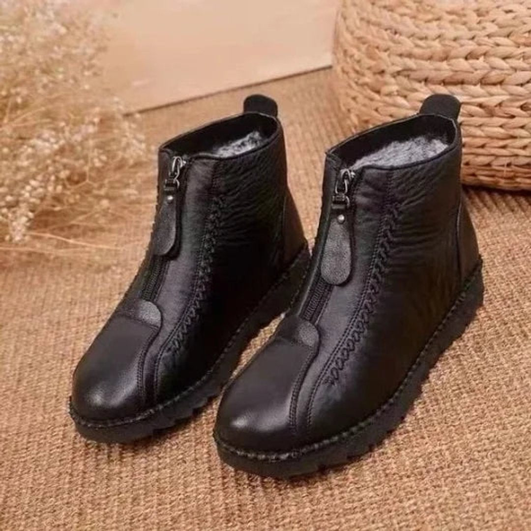 Scarlett - Women's Slip-Resistant Fleece-Lined Leather Ankle Boots