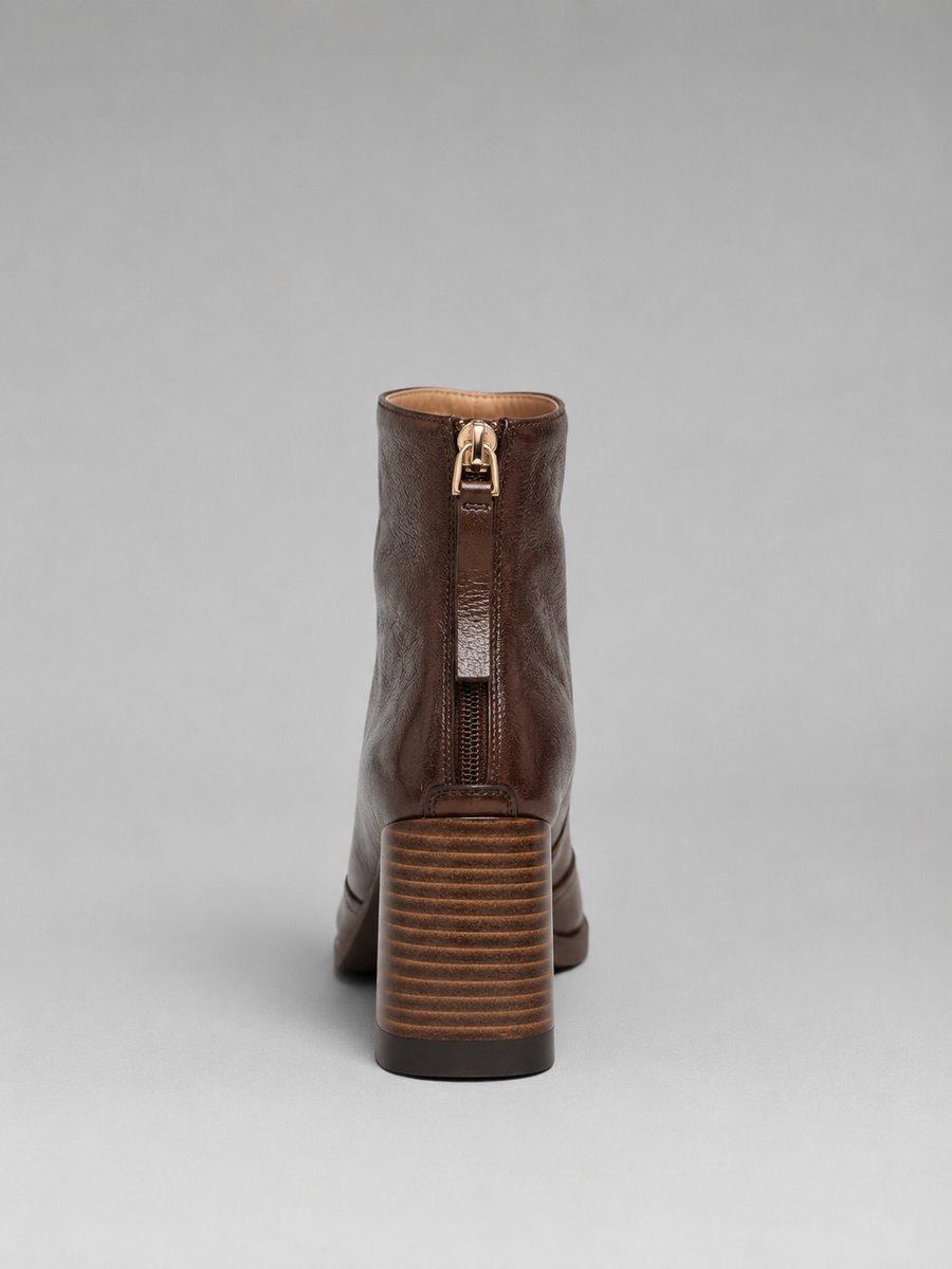 Grace - Women's Square-Toe Block-Heel Leather Ankle Boots
