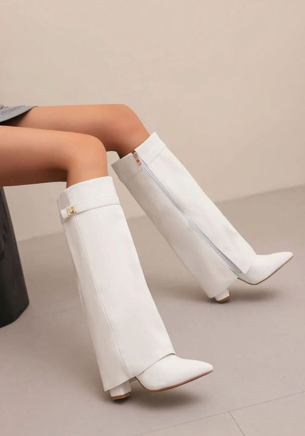 Layla - Women's Suede Knee-High Buckle Strap Thigh-High Boots