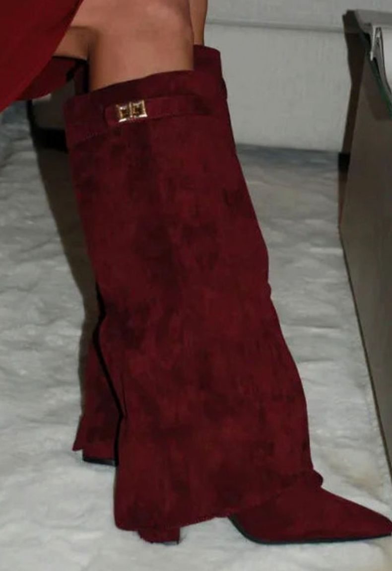 Layla - Women's Suede Knee-High Buckle Strap Thigh-High Boots