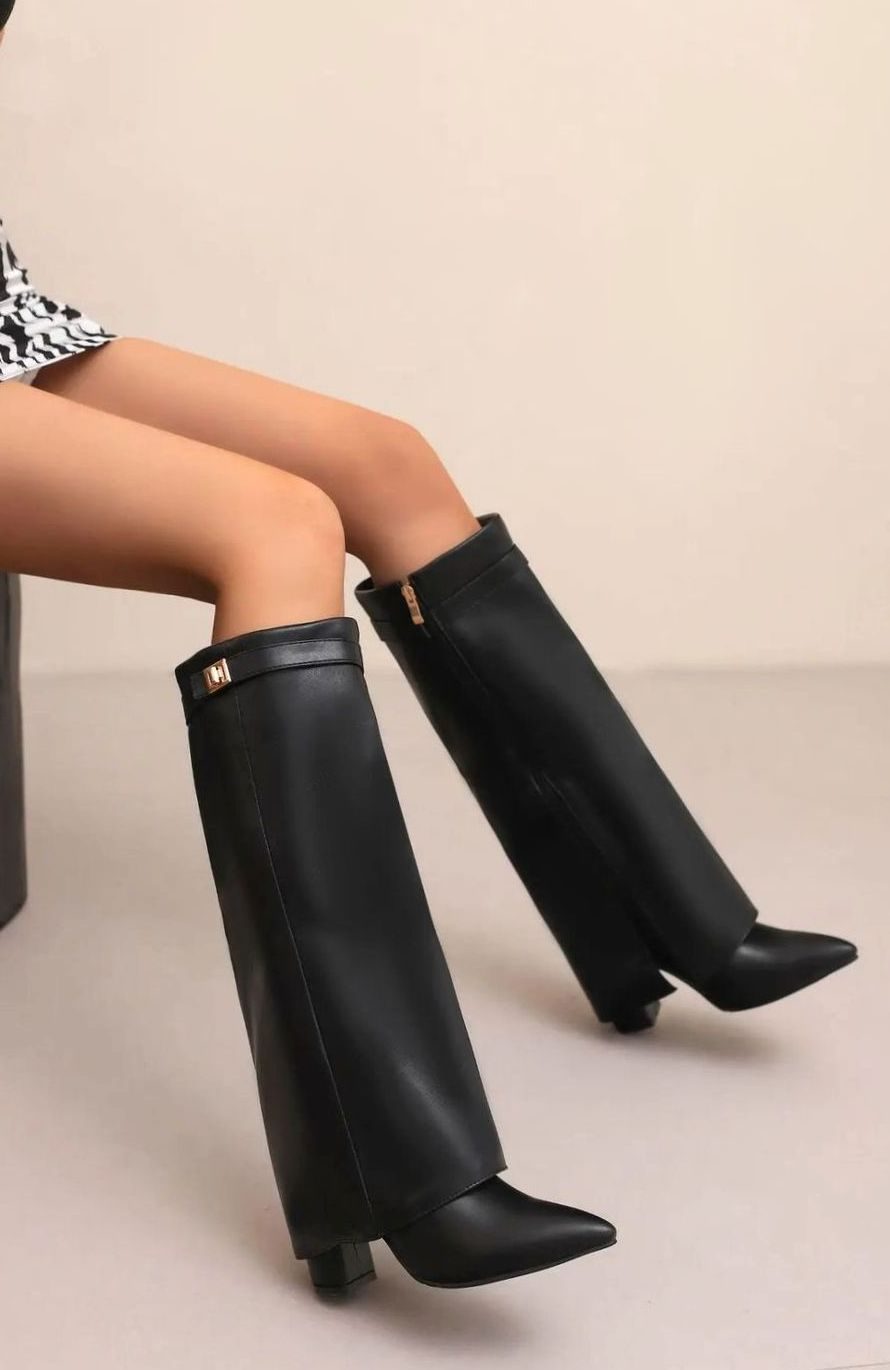 Layla - Women's Suede Knee-High Buckle Strap Thigh-High Boots
