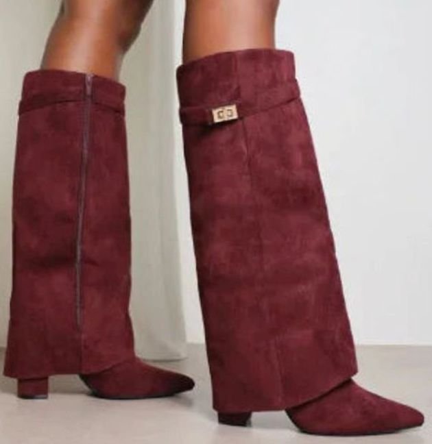 Layla - Women's Suede Knee-High Buckle Strap Thigh-High Boots