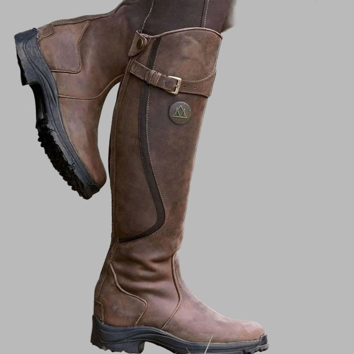 Harper - Women's Tall Leather Knee-High Buckle Strap Hiking Boots
