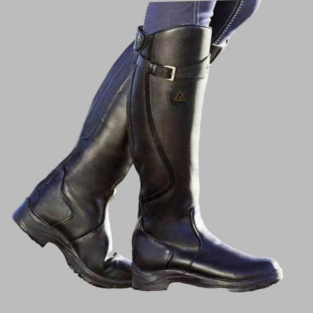 Harper - Women's Tall Leather Knee-High Buckle Strap Hiking Boots