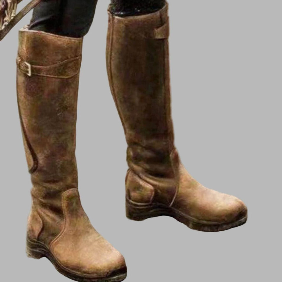 Harper - Women's Tall Leather Knee-High Buckle Strap Hiking Boots