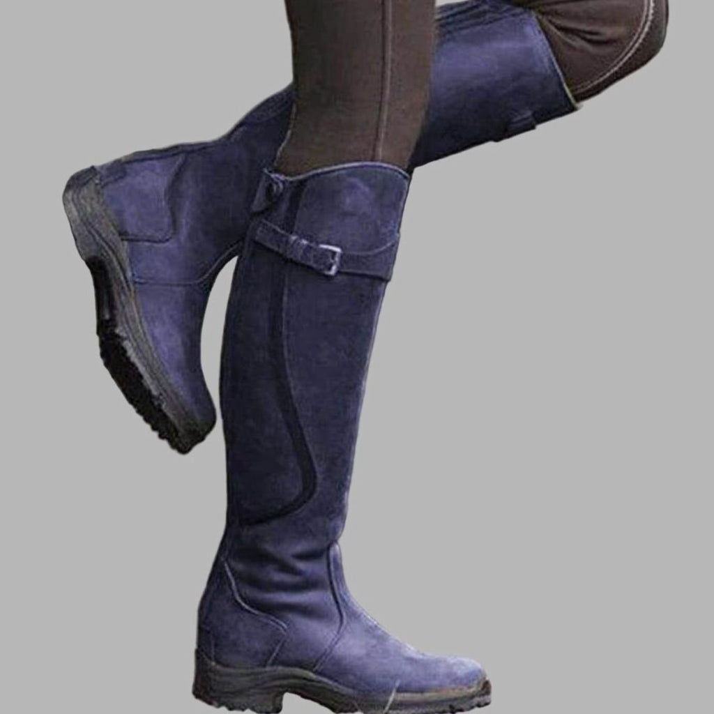 Harper - Women's Tall Leather Knee-High Buckle Strap Hiking Boots