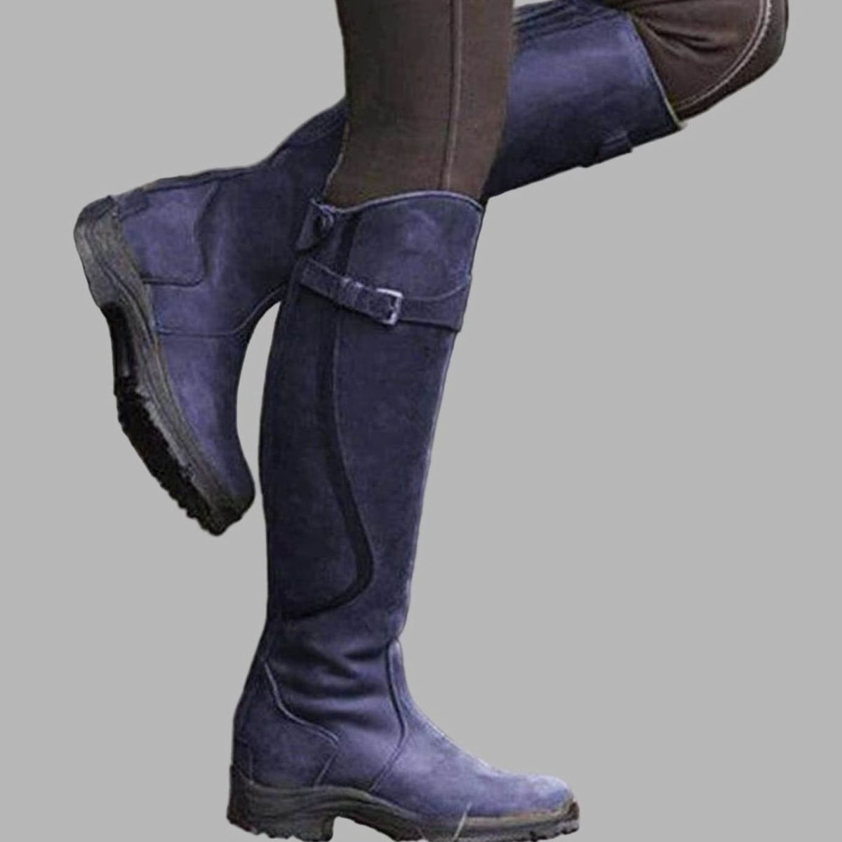 Harper - Women's Tall Leather Knee-High Buckle Strap Hiking Boots