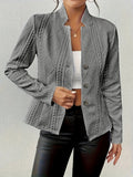 Isabella - Women's Textured Cable-Knit Open-Front Quilted Jacket