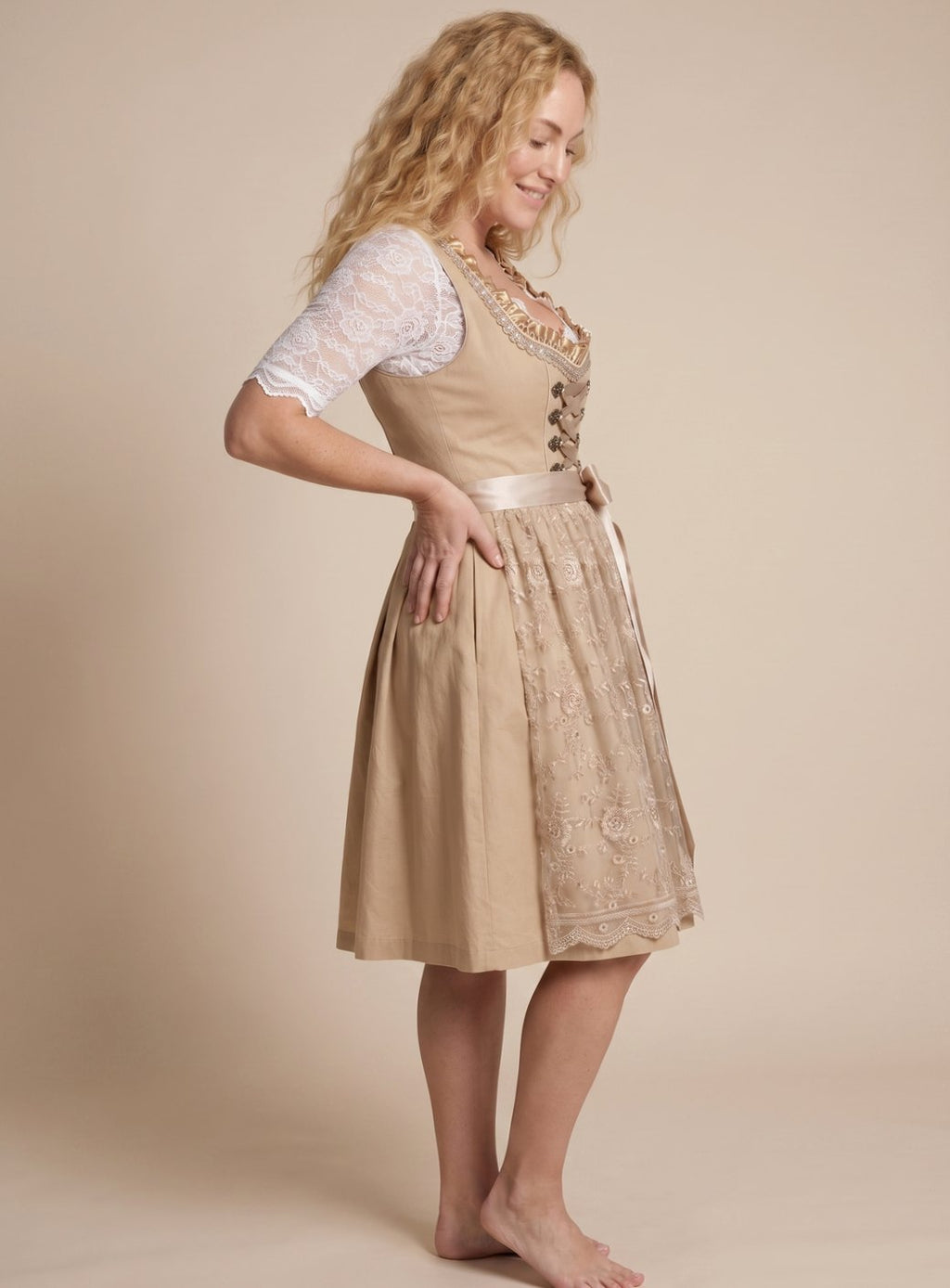 Emma - Women's Traditional Lace-Up Corset Dirndl Dress Knee-Length